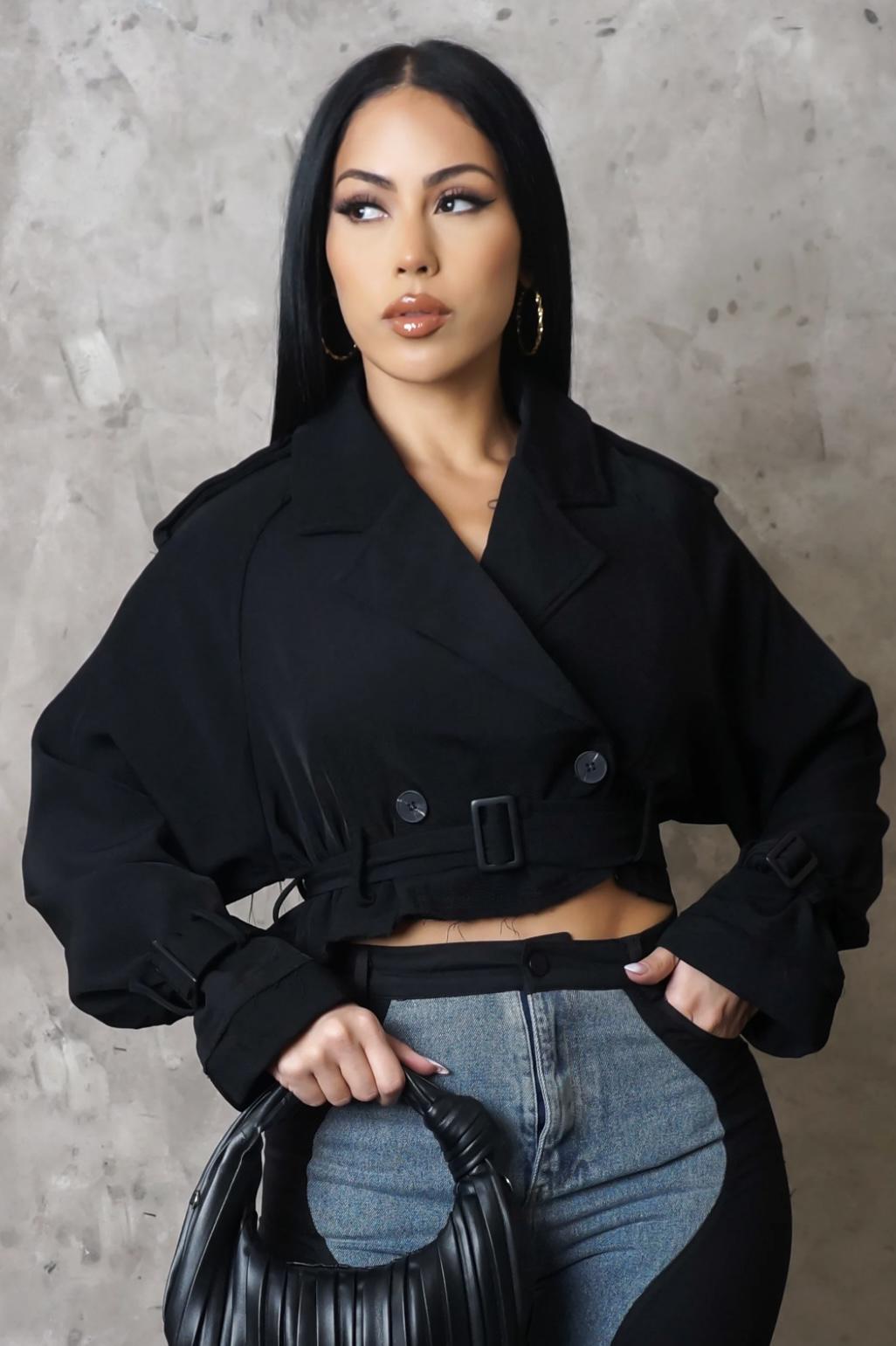 Crop Trench Coat (blk)